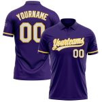 Personalized Purple White-Yellow Performance Vapor Golf Polo Shirt Team Custom Name and Number
