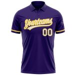 Personalized Purple White-Yellow Performance Vapor Golf Polo Shirt Team Custom Name and Number