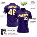 Personalized Purple White-Yellow Performance Vapor Golf Polo Shirt Team Custom Name and Number
