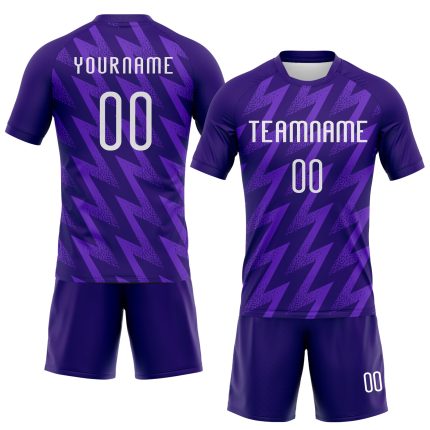 Personalized Purple White Zigzag Shape Sublimation Volleyball Uniform Jersey Team Custom Name and Number