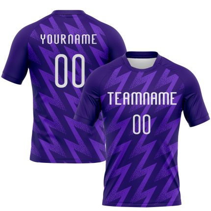 Personalized Purple White Zigzag Shape Sublimation Volleyball Uniform Jersey Team Custom Name and Number