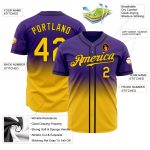 Personalized Purple Yellow-Black Authentic Fade Fashion Baseball Jersey Team Custom Name and Number