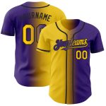Personalized Purple Yellow-Black Authentic Gradient Fashion Baseball Jersey Team Custom Name and Number