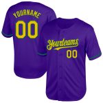 Personalized Purple Yellow-Kelly Green Mesh Authentic Throwback Baseball Jersey Team Custom Name and Number