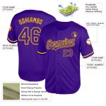 Personalized Purple Yellow Mesh Authentic Throwback Baseball Jersey