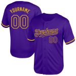 Personalized Purple Yellow Mesh Authentic Throwback Baseball Jersey
