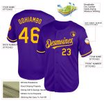 Personalized Purple Yellow Mesh Authentic Throwback Baseball Jersey Team Custom Name and Number
