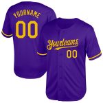 Personalized Purple Yellow Mesh Authentic Throwback Baseball Jersey Team Custom Name and Number