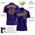 Personalized Purple Yellow Performance Vapor Golf Polo Shirt Team Custom Name and Number