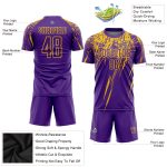 Personalized Purple Yellow Sublimation Soccer Uniform Jersey Team Custom Name and Number