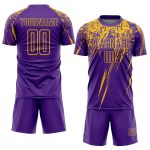 Personalized Purple Yellow Sublimation Soccer Uniform Jersey Team Custom Name and Number