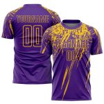 Personalized Purple Yellow Sublimation Soccer Uniform Jersey Team Custom Name and Number