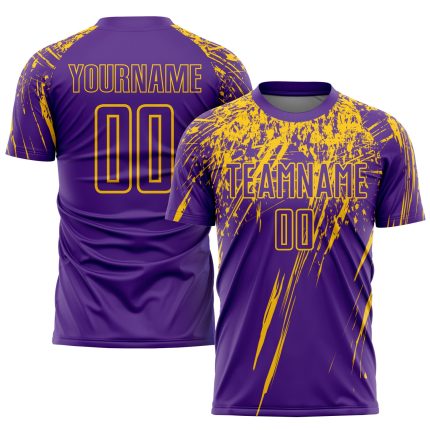 Personalized Purple Yellow Sublimation Soccer Uniform Jersey Team Custom Name and Number