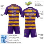 Personalized Purple Yellow-White Abstract Lines Sublimation Volleyball Uniform Jersey Team Custom Name and Number