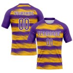 Personalized Purple Yellow-White Abstract Lines Sublimation Volleyball Uniform Jersey Team Custom Name and Number