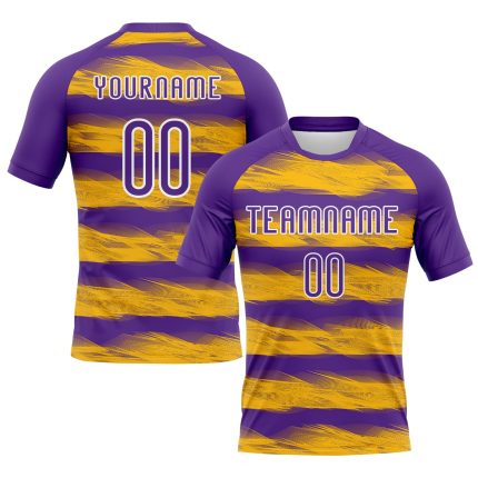 Personalized Purple Yellow-White Abstract Lines Sublimation Volleyball Uniform Jersey Team Custom Name and Number