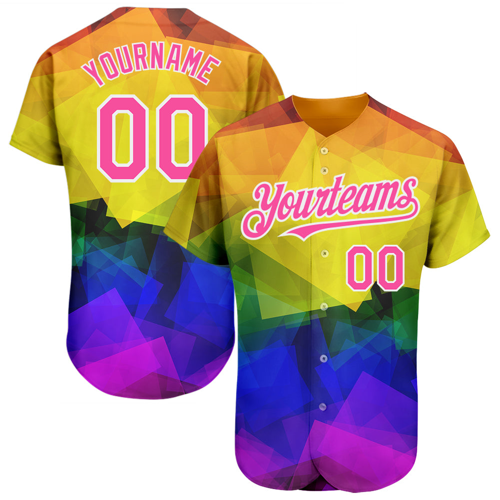 Personalized Rainbow For Pride Month Love Is Love LGBT 3D Authentic Baseball Jersey Team Custom Name and Number