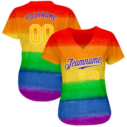 Personalized Rainbow For Pride Month Love Is Love LGBT Authentic Baseball Jersey