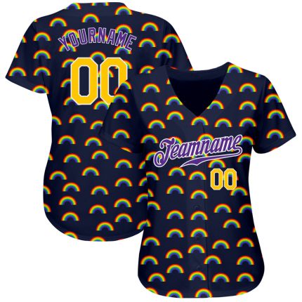 Personalized Rainbow For Pride Month Love Is Love LGBT Authentic Baseball Jersey Team Custom Name and Number