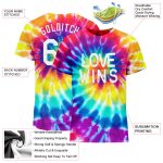 Personalized Rainbow For Pride Month Love Wins LGBT Performance T-Shirt Team Custom Name and Number