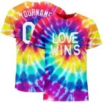 Personalized Rainbow For Pride Month Love Wins LGBT Performance T-Shirt Team Custom Name and Number