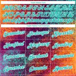 Personalized Red Aqua-White 3D Pattern Design Holi Festival Color Powder Performance T-Shirt Team Custom Name and Number