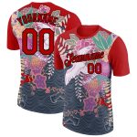 Personalized Red Black 3D Pattern Design Animal Crane Performance T-Shirt Team Custom Name and Number