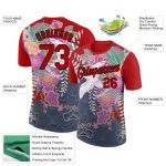 Personalized Red Black 3D Pattern Design Animal Crane Performance T-Shirt Team Custom Name and Number