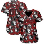 Personalized Red Black 3D Pattern Design Billiards Snooker 8 Ball Authentic Baseball Jersey Team Custom Name and Number