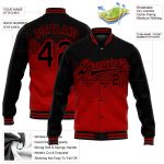 Personalized Red Black 3D Pattern Design Bomber Full-Snap Varsity Letterman Jacket Team Custom Name and Number