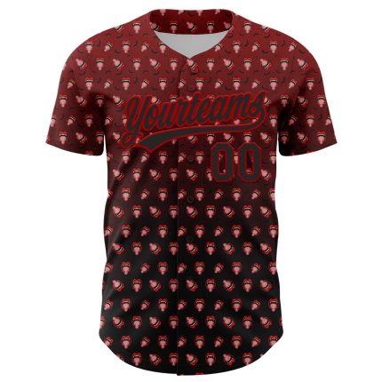 Personalized Red Black 3D Pattern Design Gothic Style Devil Authentic Baseball Jersey Team Custom Name and Number