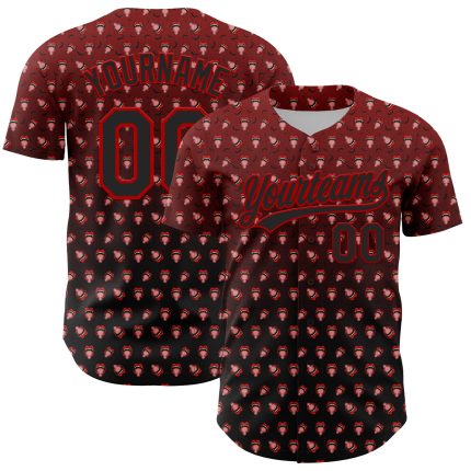 Personalized Red Black 3D Pattern Design Gothic Style Devil Authentic Baseball Jersey Team Custom Name and Number
