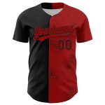 Personalized Red Black 3D Pattern Design Gothic Style Rose Authentic Baseball Jersey Team Custom Name and Number
