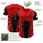 Personalized Red Black 3D Pattern Design Side Sharp Edges Authentic Baseball Jersey Team Custom Name and Number