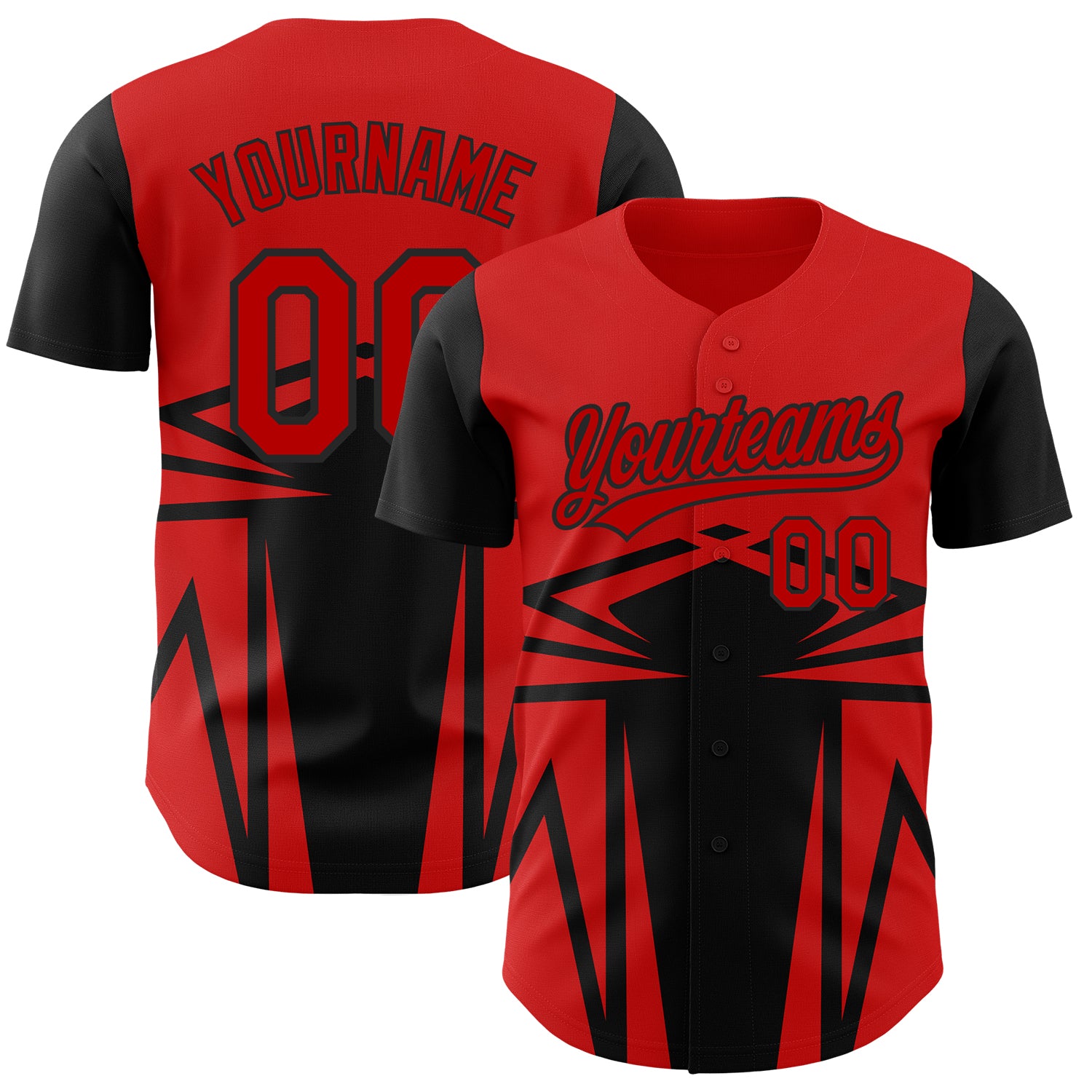 Personalized Red Black 3D Pattern Design Side Sharp Edges Authentic Baseball Jersey Team Custom Name and Number