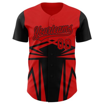 Personalized Red Black 3D Pattern Design Side Sharp Edges Authentic Baseball Jersey Team Custom Name and Number