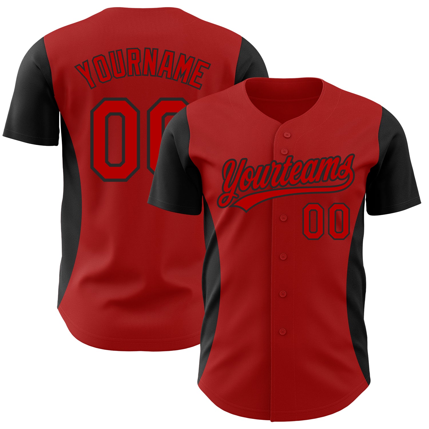 Personalized Red Black 3D Pattern Design Side Stripes Authentic Baseball Jersey Team Custom Name and Number