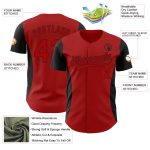 Personalized Red Black 3D Pattern Design Side Stripes Authentic Baseball Jersey Team Custom Name and Number