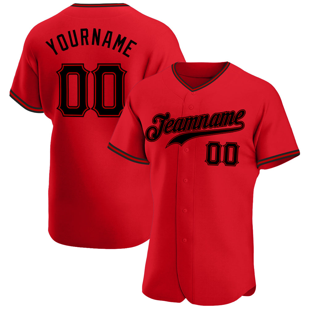 Personalized Red Black Authentic Baseball Jersey Team Custom Name and Number