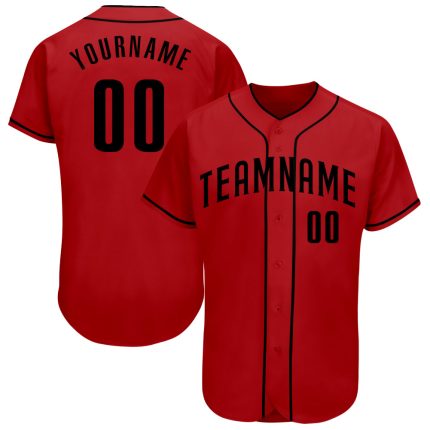 Personalized Red Black Authentic Baseball Jersey