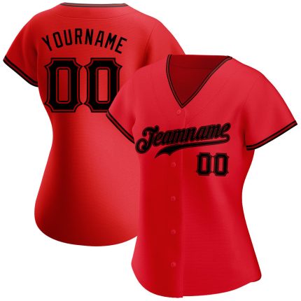 Personalized Red Black Authentic Softball Jersey Team Custom Name and Number