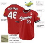 Personalized Red Black Authentic Throwback Baseball Jersey Team Custom Name and Number