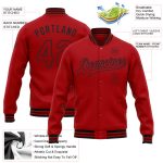 Personalized Red Black Bomber Full-Snap Varsity Letterman Jacket Team Custom Name and Number
