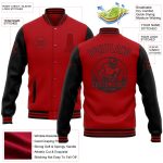 Personalized Red Black Bomber Full-Snap Varsity Letterman Two Tone Jacket
