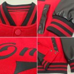 Personalized Red Black Bomber Full-Snap Varsity Letterman Two Tone Jacket Team Custom Name and Number