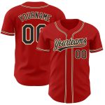 Personalized Red Black-City Cream Authentic Baseball Jersey
