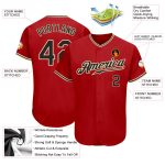 Personalized Red Black-City Cream Authentic Baseball Jersey Team Custom Name and Number