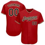 Personalized Red Black-City Cream Authentic Baseball Jersey Team Custom Name and Number
