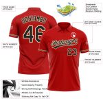 Personalized Red Black-City Cream Performance Vapor Golf Polo Shirt Team Custom Name and Number