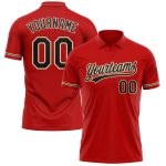 Personalized Red Black-City Cream Performance Vapor Golf Polo Shirt Team Custom Name and Number